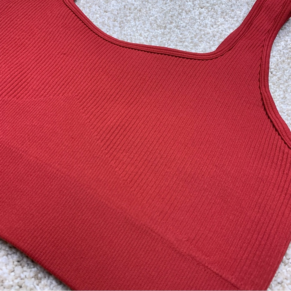 Brick Red Ribbed Bra Top (size medium) - Picture 2 of 7